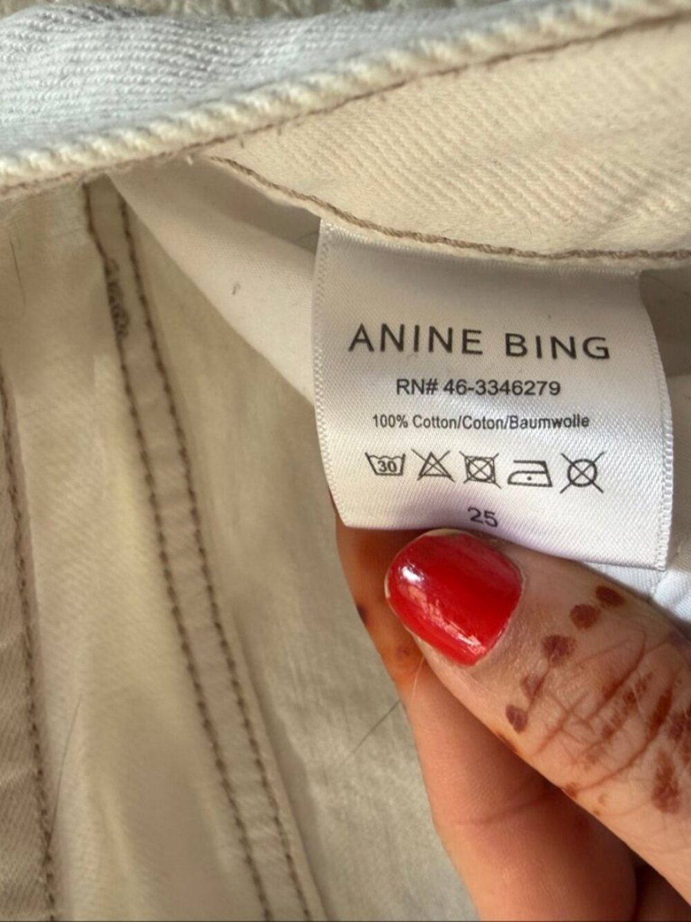 Anine Bing Sonya Jean Off White Size 25 - Picture 3 of 7